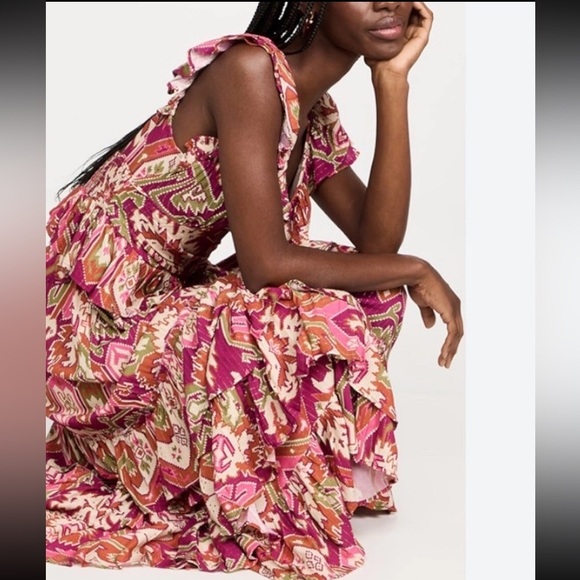 Love the Label Salome Metallic Dress Marrakech Pink Print - Picture 7 of 8